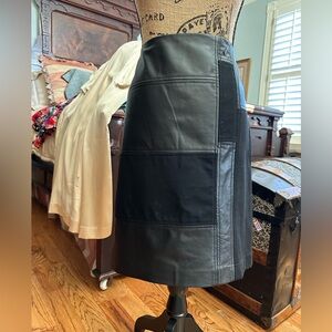 Worth black leather and wool color block skirt, lined size 10
